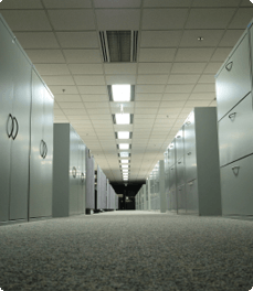 Filing room with tall file cabinets