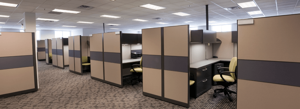 Traditional office cubicles.